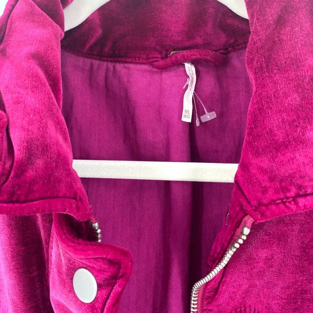 Free People Magenta Velvet Bomber Jacket - Picture 13 of 16